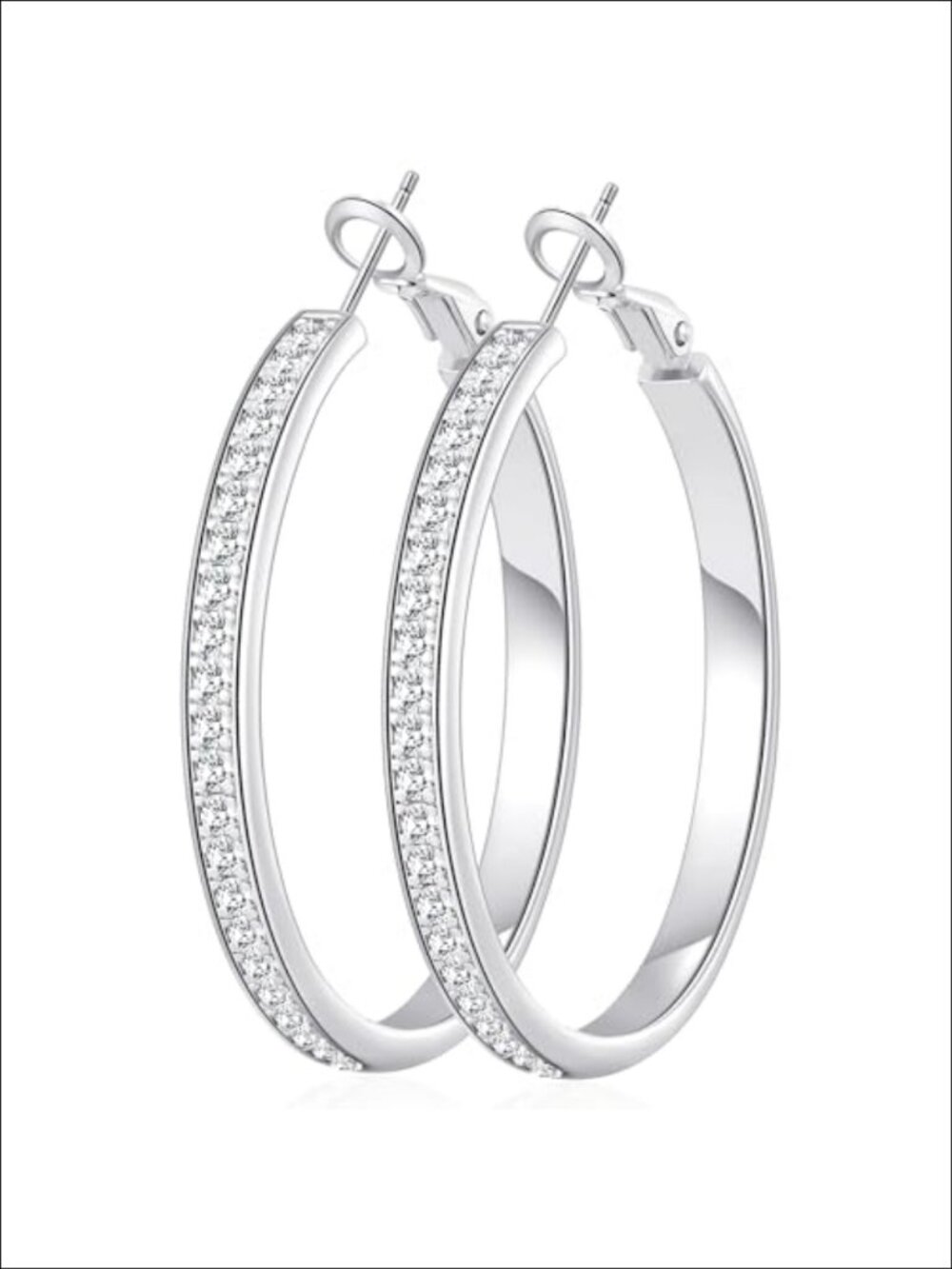Rhinestone Hoop Earrings Women 925 Sterling Silver Plated Cubic Zirconia